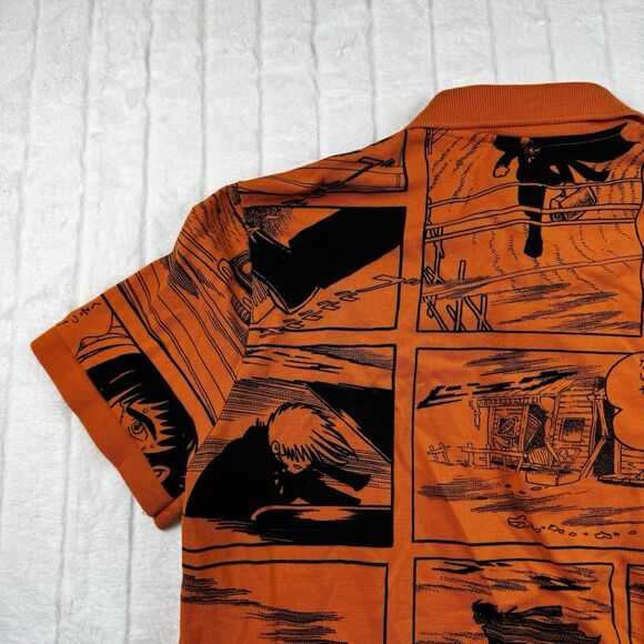 Lacoste Live x Osamu Tezuka Polo Shirt Size 4* Allover Print Orange Preppy Rare - Picture 13 of 16